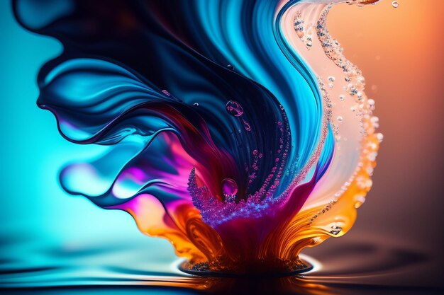 A colorful liquid is being poured into the water.
