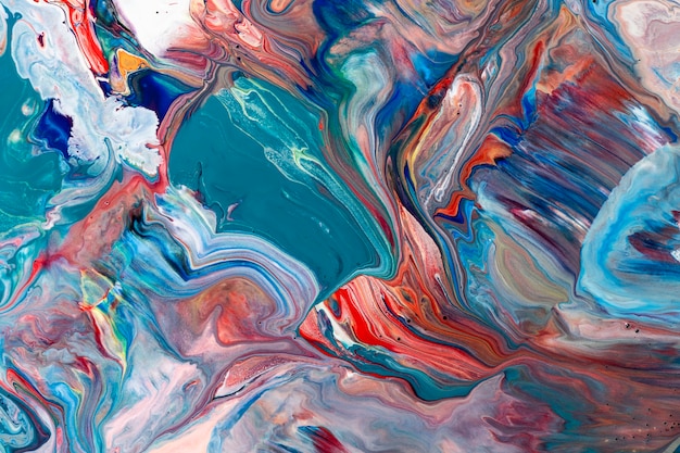 無料写真 カラフルな液体大理石の背景抽象的な流れるテクスチャ実験アート