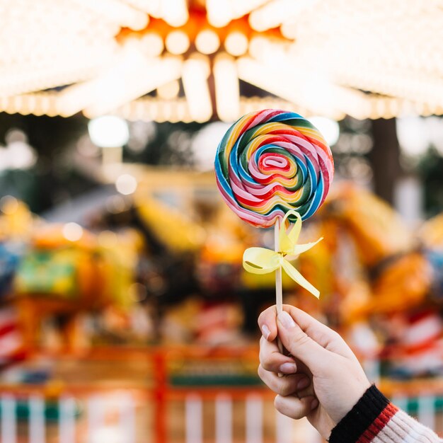 Colorful lollipop with bow