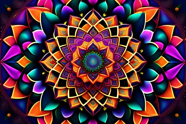 A colorful mandala with a pattern of colors.