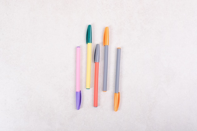 Free photo colorful marker pens on white background