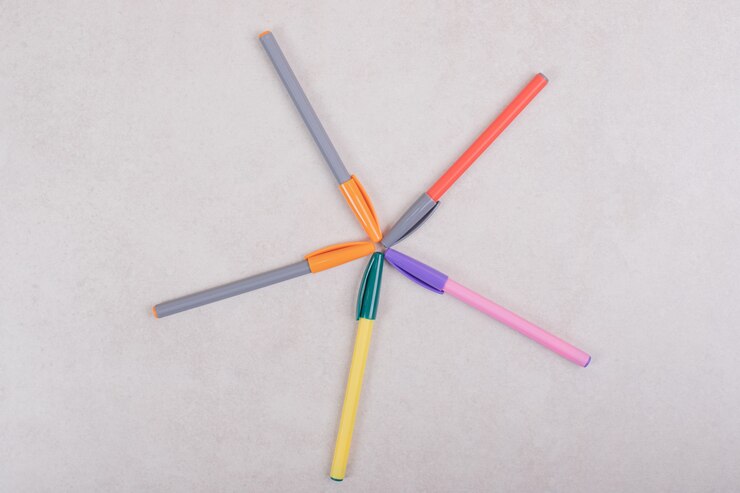 Free Photo colorful marker pens on white background