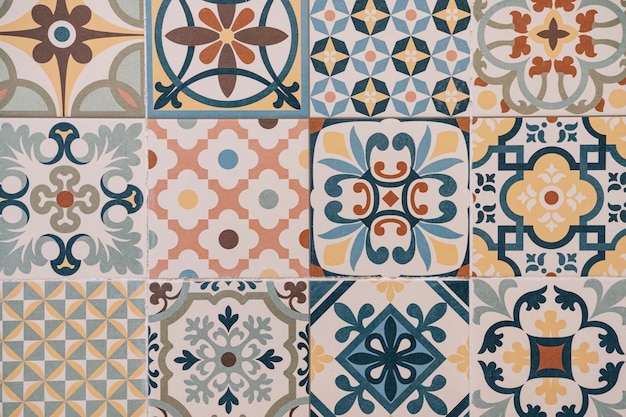 Free photo colorful moroccan tiles for background