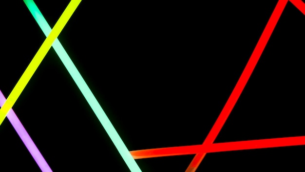 Colorful neon lights on black background