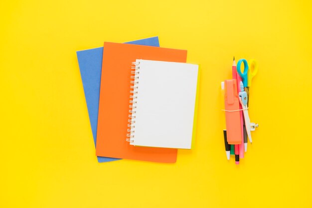 Colorful notebooks and stationery