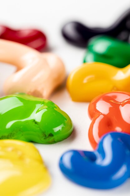 Colorful paint on white table