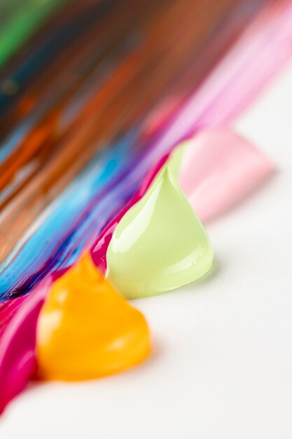 Colorful paint on white table