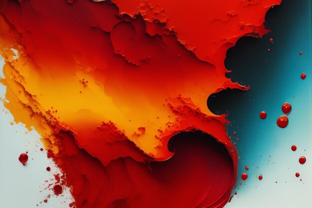 A colorful painting with a red and orange background.