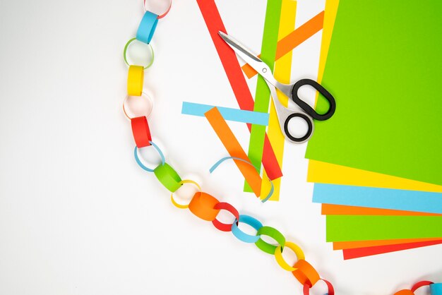 Colorful paper chains still life