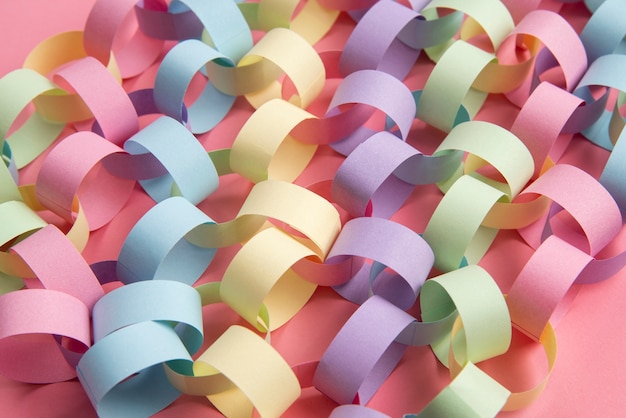 Colorful paper chains still life