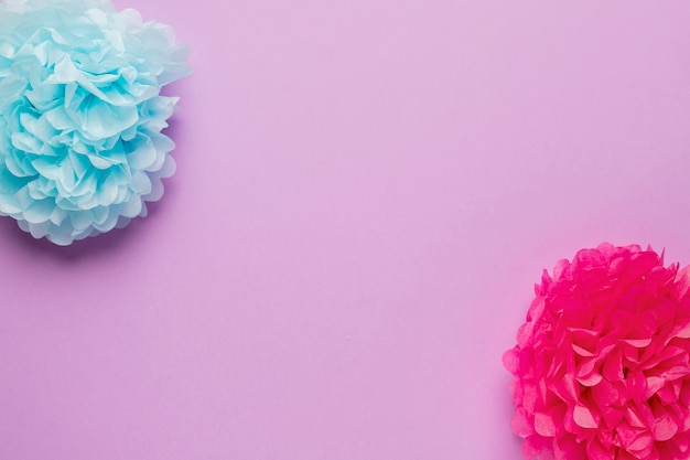 Colorful paper flowers with copy space
