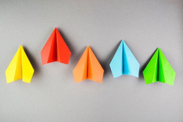 Colorful paper plane collection