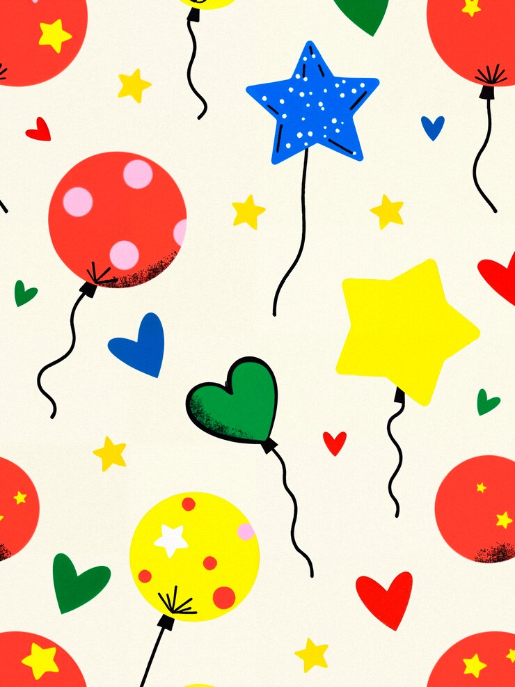 Free Photo colorful party balloons and stars pattern