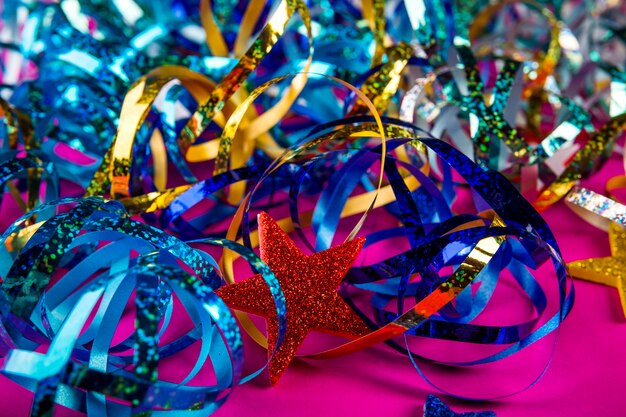 Colorful party composition with confetti