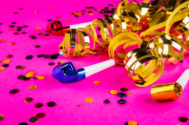 Colorful party composition with confetti