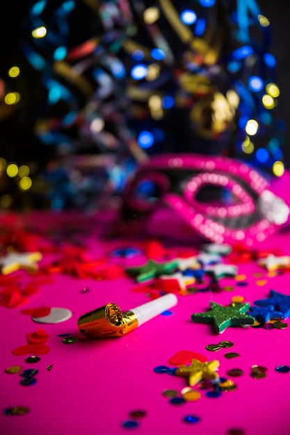 Colorful party composition with confetti