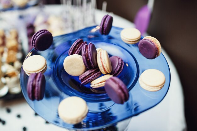 "Colorful pastries on plate"