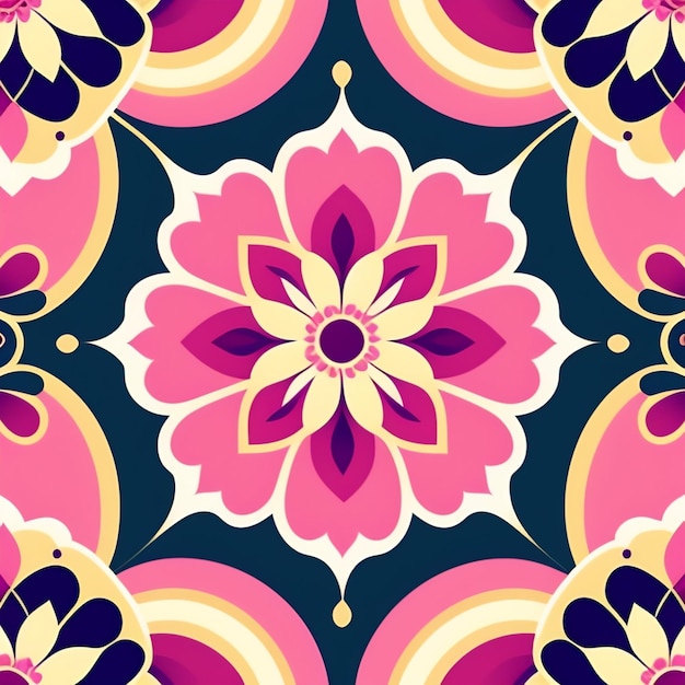 A colorful pattern with a flower pattern.