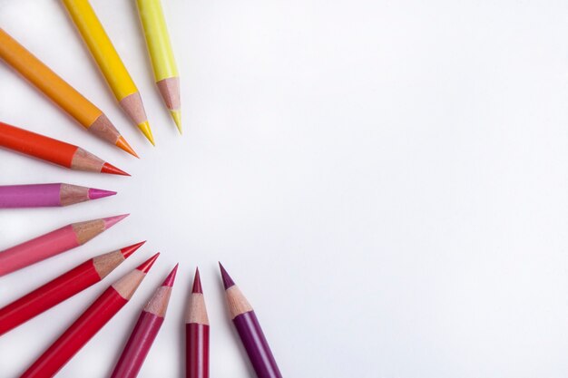 Colorful pencils in a circle