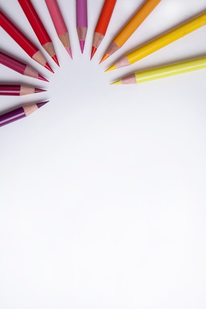 Colorful pencils in a circle