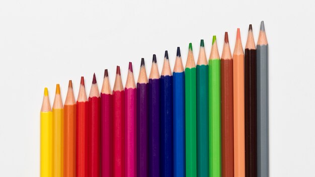 Colorful pencils concept with copy space