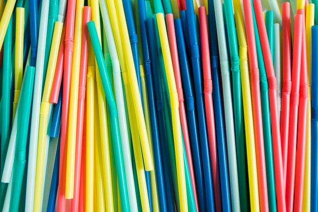 Colorful plastic strews