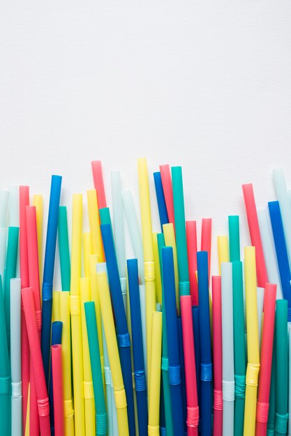 Colorful plastic strews