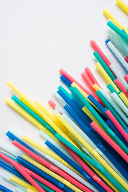 Colorful plastic strews