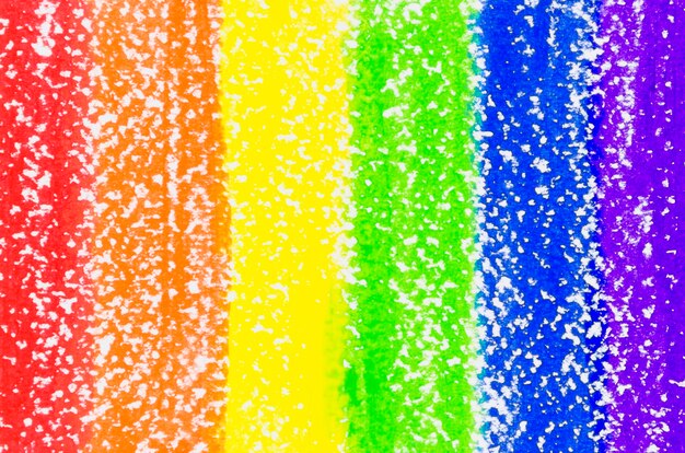 Colorful pride flag painted with crayons