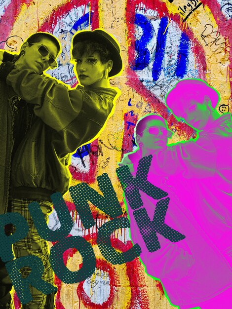 Colorful punk rock collage