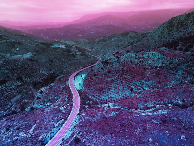 Free photo colorful retro vaporwave landscape