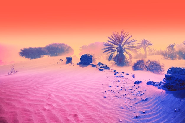 Colorful retro vaporwave landscape