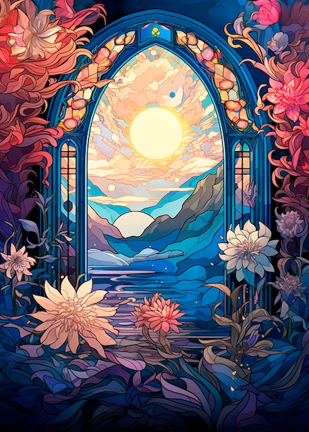 무료 사진 colorful scene with art nouveau inspired creation