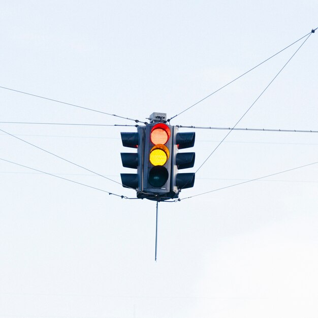 Colorful semaphore on street intersection