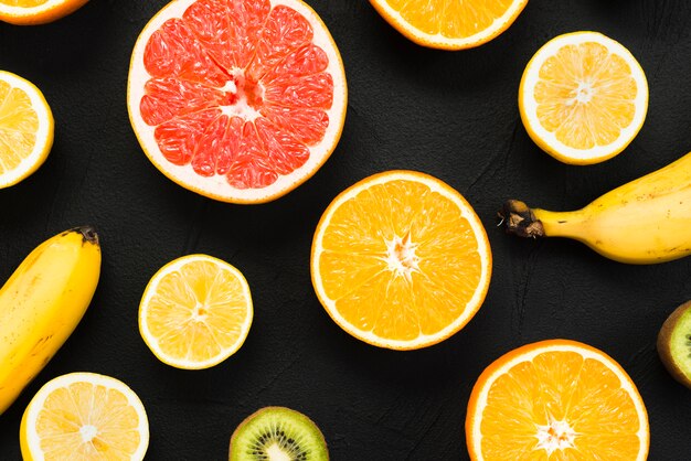 Colorful set of fresh tropical fruits