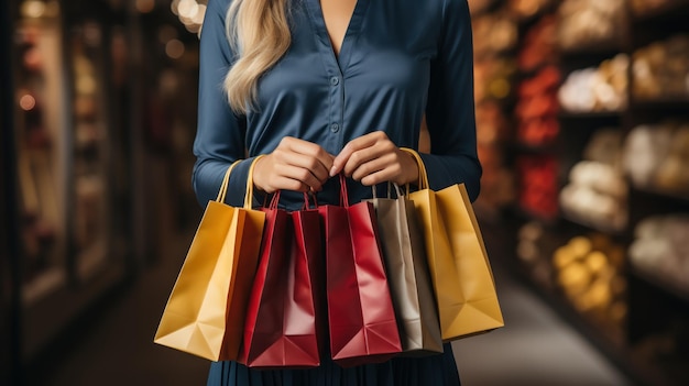 Free photo colorful shopping bags carried by a girl