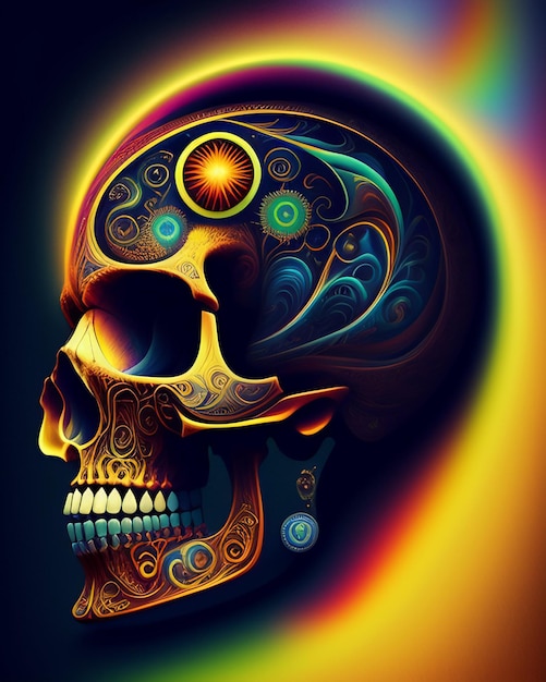 640x1136 Psychedelic skull artistic Iphone 5 wallpaper