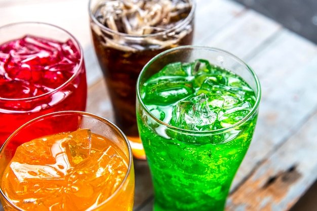 Free photo colorful soda drinks macro shot