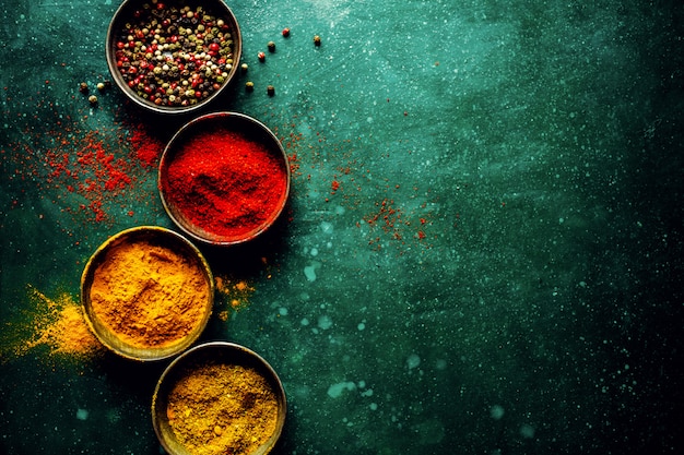 Free photo colorful spices on dark table