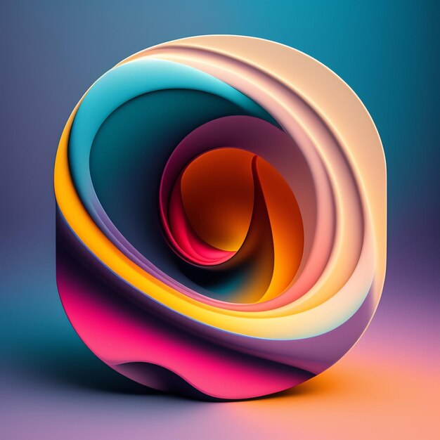 A colorful spiral design with a blue background.