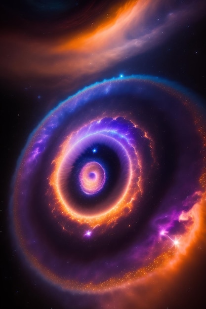 Foto gratuita una colorata galassia a spirale con sopra la parola