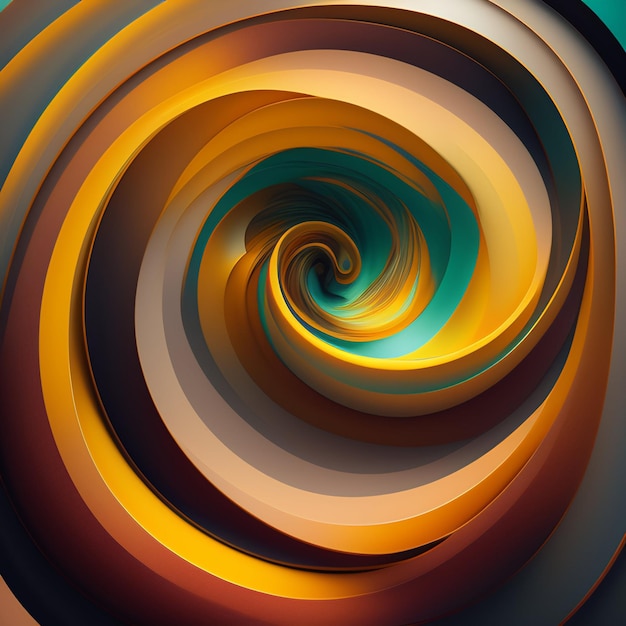 A colorful spiral with a blue, yellow, and orange swirl.