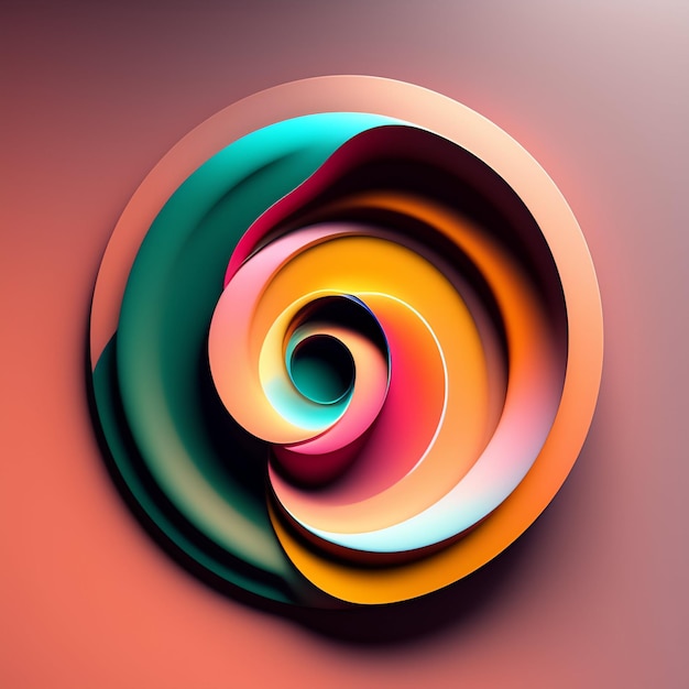 A colorful spiral with a red circle in the middle.