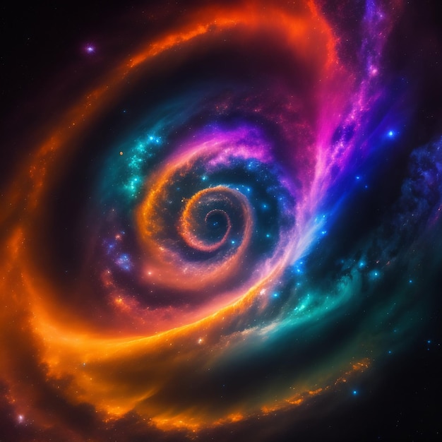 A colorful spiral with the word galaxy on it