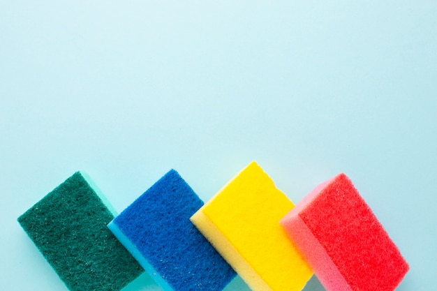 Colorful sponge collection copy space