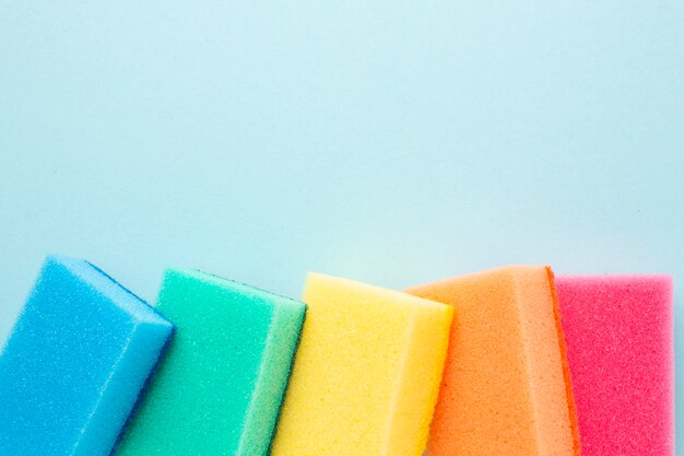 Colorful sponges with copy space