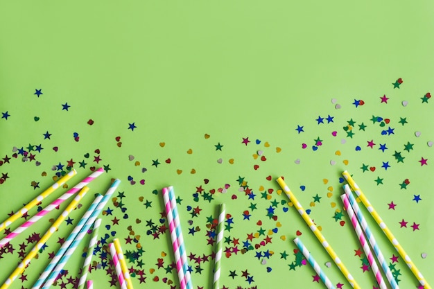 Colorful sticks with confetti