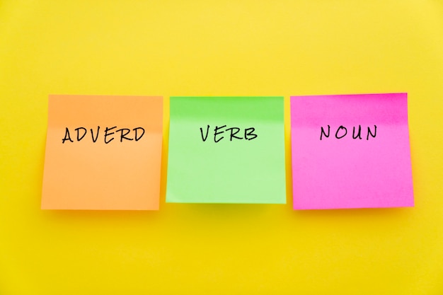 Colorful sticky notes with words