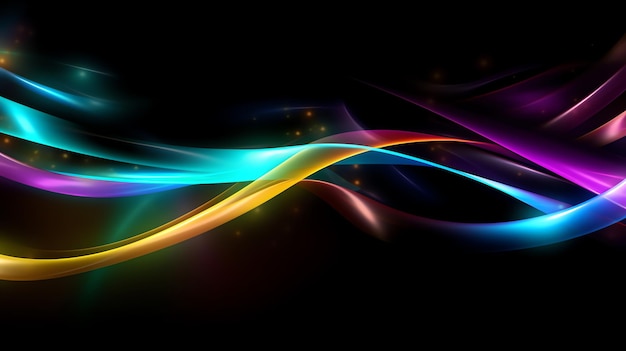 Colorful swirls on black backgrounds AI generated