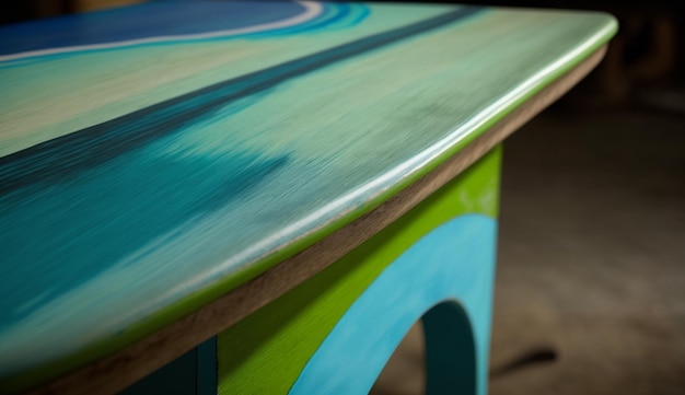 Free photo a colorful table with a blue and green base and a blue base.